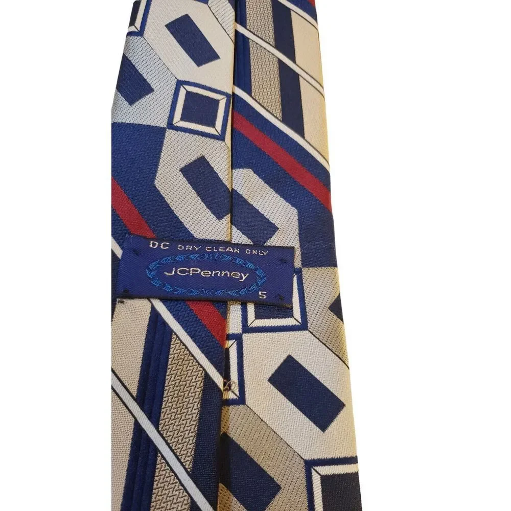 Vintage 70s Textured Polyester JcPenny Retro Geometric Tie Necktie Star‎ Wars
